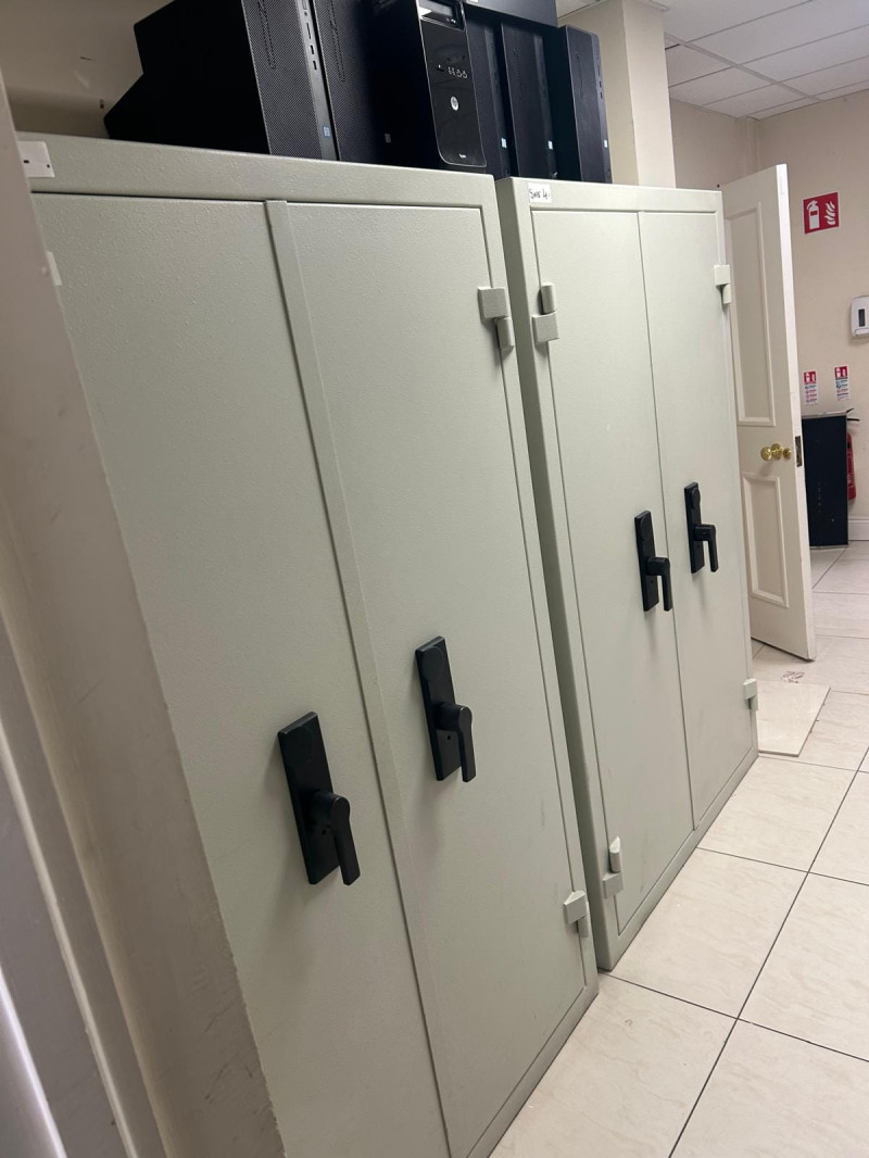 Two fire resisting double door safes installed by Trustee Safes, Ireland, in legal office Co. Dublin to protect important documents from fire.
